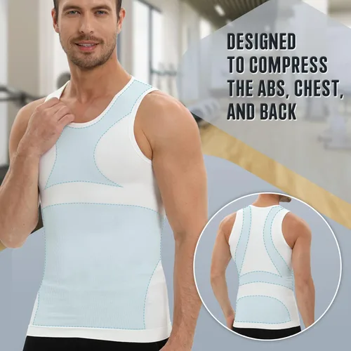 Miniatura 2 de PODFAN Camisa de compresión para hombre de ginecomastia, camiseta sin mangas adelgazante, chaleco moldeador de cuerpo para hombre, camisetas