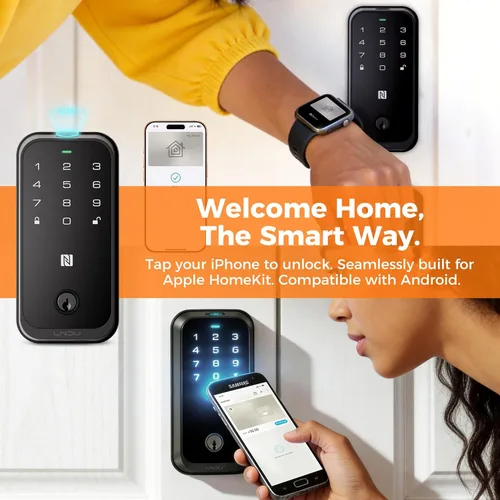 Miniatura 2 de Cerradura inteligente para puerta delantera, llave de Apple Home y WiFi integrado, cerrojo de entrada sin llave de huellas dactilares con teclado