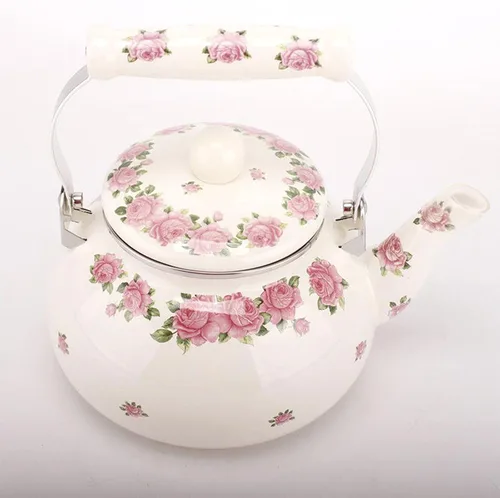 Miniatura 7 de Tetera para estufa, tetera esmaltada grande de porcelana, 2.5 L, tetera colorida de cerámica floral para estufa, diseño clásico retro