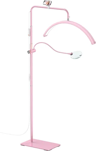 Miniatura 12 de AURELLE Half Moon Luz para Pestañas - Lámpara de Pie LED Ajustable para Pestañas con Lupa 4X y Soporte para Teléfono para Extensiones de Pestañas