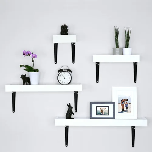 Miniatura 7 de Paquete de 4 soportes de estante de pared negros de 8 pulgadas resistentes, soportes de pared flotantes soporte L soporte colgante soporte