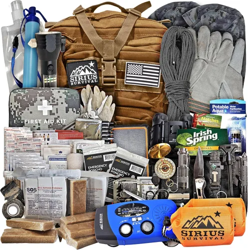 Miniatura 12 de Sirius: Bolsa de Emergencia Precargada - Kit de 72 Horas para 2 Personas - Kit de Supervivencia en Mochila de Emergencia - Mochila Táctica Premium