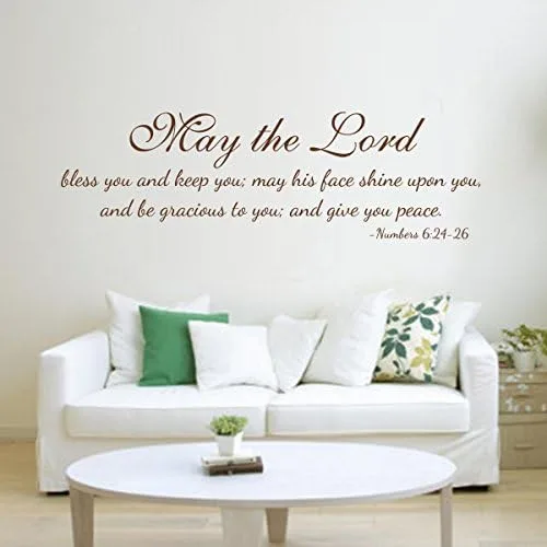 Miniatura 2 de DigTour WallArt Papel tapiz con texto en inglés "May The Lord Bless You and Keep You May His Face Shine Upon You...£¨Mediano, negro£©