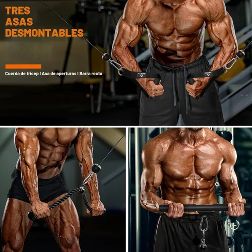Miniatura 7 de Sistema de polea de cable de peso SERTT para gimnasio, accesorios actualizados de polea de cable para tracción LAT, flexión de bíceps, tríceps, Negro