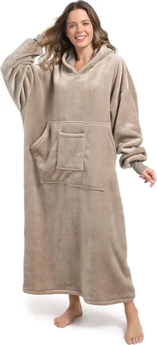 Miniatura 26 de FUSSEDA - Sudadera con manta portátil de gran tamaño, forro polar cálido y grueso con capucha sherpa acogedora con bolsillos y mangas. Regalo