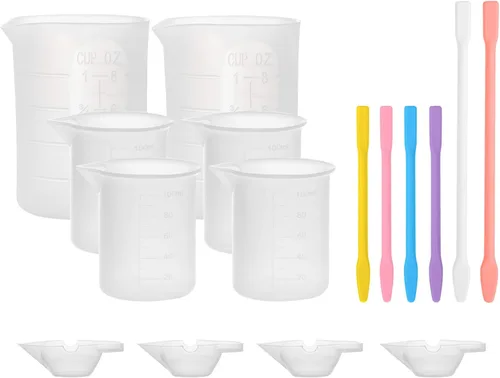 Miniatura 9 de Gartful Juego de 6 tazas medidoras de silicona de 250ml y 100ml, tazas de mezcla de silicona para epoxi, artes con resina, pegamento, moldes