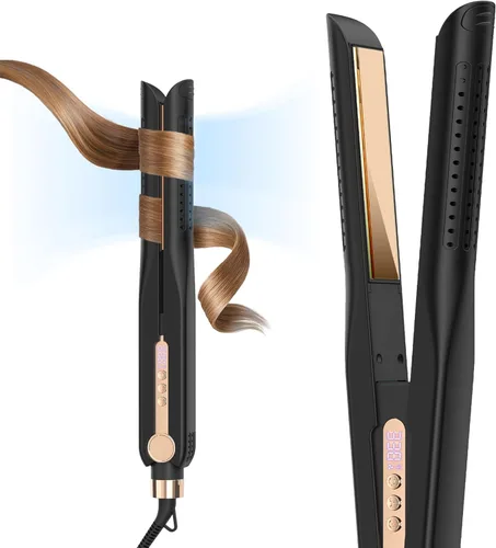 Miniatura 9 de SKIMI Airflow Styler 2.0 - Plancha plana de titanio y rizadora, 96 rejillas de ventilación de aire frío para un estilo de duración de 48 horas
