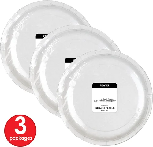 Miniatura 3 de Beistle Platos de papel de peltre, paquete de 24 platos desechables de inspiración medieval, para fiestas temáticas de castillo, banquetes