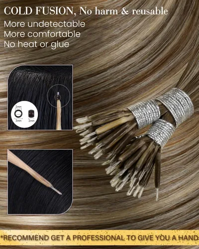 Miniatura 94 de 【Descuento】Hetto - Extensiones de cabello con cinta adhesiva, 40g, extensiones de cabello humano, color rubio ceniza oscuro degradado a rubio medio