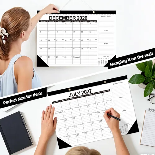 Miniatura 7 de 2026 Calendario de escritorio Calendarios de escritorio 2026-2027 Calendario de pared de 18 meses desde enero de 2026 hasta junio de 2027, papel