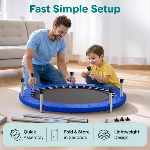 Miniatura 5 de SereneLife Mini trampolín plegable de 36 pulgadas para niños - Rebotador de fitness compacto con mango de espuma - Trampolín de ejercicio seguro