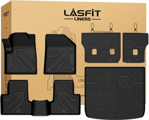 Miniatura 10 de LASFIT Alfombrillas de Piso para Jeep Grand Cherokee L 2021-2025 (SOLO para 6 Asientos Sin Consola Central) Revestimientos de Piso de Automóvil
