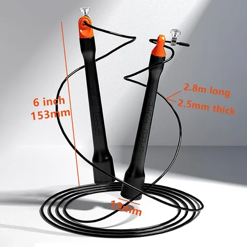 Miniatura 2 de Cuerda de saltar ultraligera con asas ergonómicas negras, cable de PVC, longitud ajustable, para entrenamiento cardiovascular, crossfit, boxeo