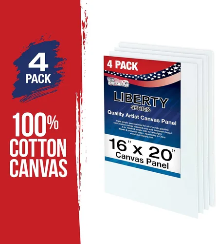Miniatura 2 de U.S. Art Supply Paneles de lienzo artístico de 16 x 20 pulgadas, paquete de 4 lienzos de algodón pesado de 8 onzas sin ácidos para pintar acrílicos