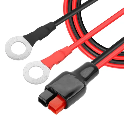 Miniatura 2 de O Ring Terminal to Battery Connector Cable, 12AWG 45A Connector and 8mm(0.3inch) Terminal Ring Power Cable for Solar Panel Kit and Battery