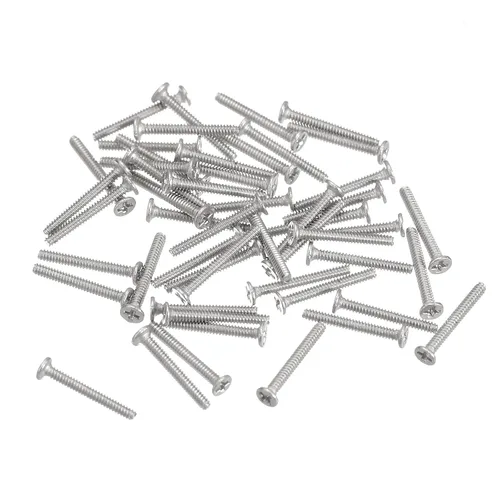 Miniatura 45 de Uxcell M1-0.25 x 2 mm 50 piezas Tornillos de cabeza plana redonda 304 de acero inoxidable Phillips Drive tornillos de máquina para fijación