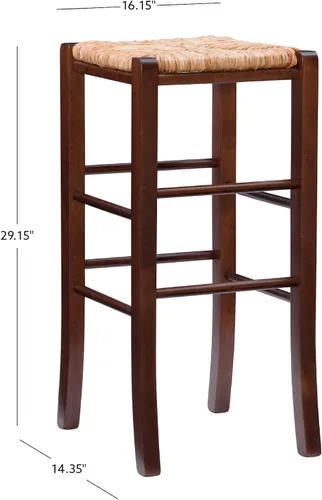 Miniatura 3 de Linon Asiento de hierba marina tejida natural, juego de 2 taburetes Augustus sin espalda, altura de barra