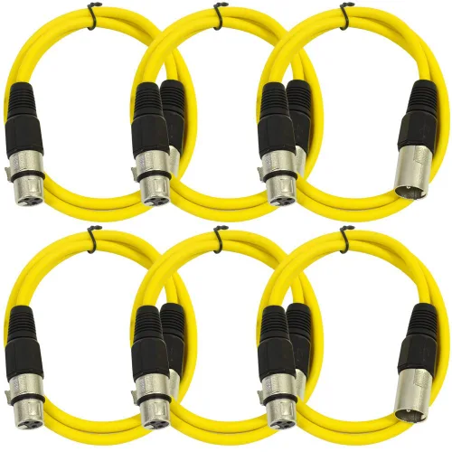 Miniatura 48 de Seismic Audio SAXLX-2Brown-Paquete de 6 cables de conexión XLR de 2 pies marrones - Cables de micrófono - Cables XLR macho a hembra - 2 pies