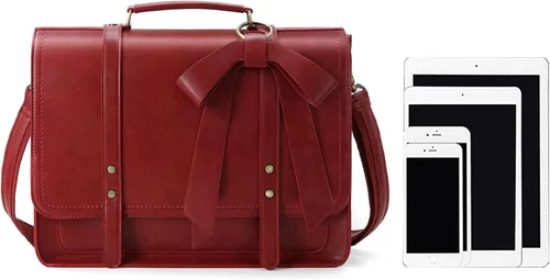 Miniatura 7 de ECOSUSI Bolsa para laptop para mujer, maletín de piel sintética, bolso mensajero universitario tipo satchel para computadora de 15.6 pulgadas
