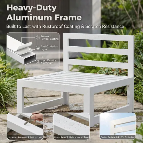 Miniatura 7 de NICESOUL - Juego de 10 muebles de patio extra grandes de aluminio moderno, sofá para exteriores con asiento de 29" de profundidad y ancho, 500 lbs