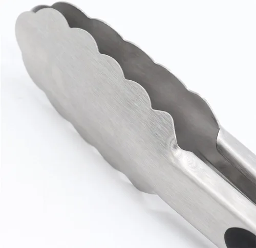 Miniatura 2 de Pinzas de cocina de acero inoxidable 304, juego de 2 pinzas resistentes de 9 y 12 pulgadas para asar a la parrilla, con bloqueo cepillado y agarre
