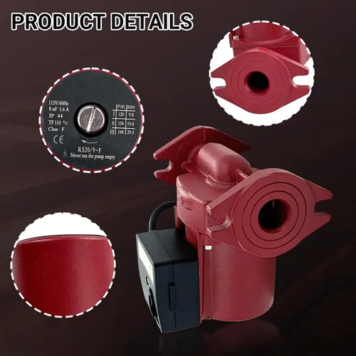 Miniatura 6 de UPS26-99FC 52722512 Bomba de circulador de agua/bomba de caldera 1/6HP Compatible con calefacción radiante, calefacción hidrónico, calefacción