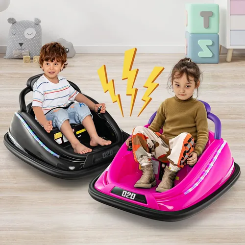 Miniatura 8 de OLAKIDS Coche chocador para niños pequeños, juguete eléctrico de 12V para montar con control remoto, vehículo a batería de carreras para bebé, Rosa