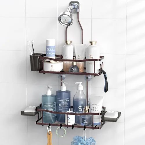 Miniatura 7 de Aitatty Organizador de baño colgante para ducha: estantes de ducha inoxidables sobre el cabezal de ducha, sin taladrar en el interior, estantes