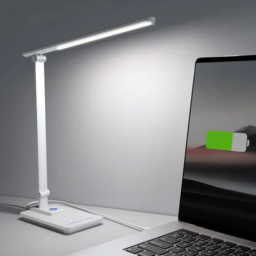 ELECTRI Lámpara de escritorio para oficina en casa, luz de escritorio con control táctil, 5 colores y atenuación continua, giratoria de 360°,