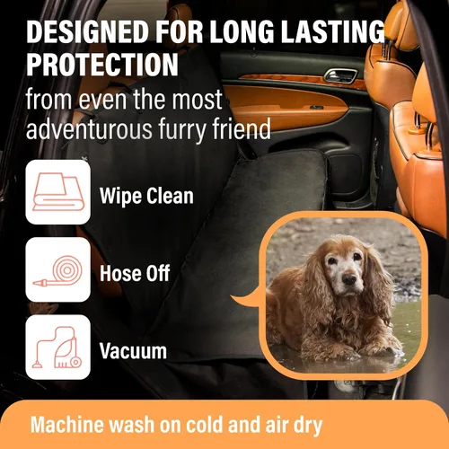 Miniatura 8 de Active Pets Funda Impermeable Tipo Hamaca Estándar para Asiento de Automóvil, Se Adapta a Sedanes, Hatchbacks, Crossovers, Cupés, Vehículos Naranja