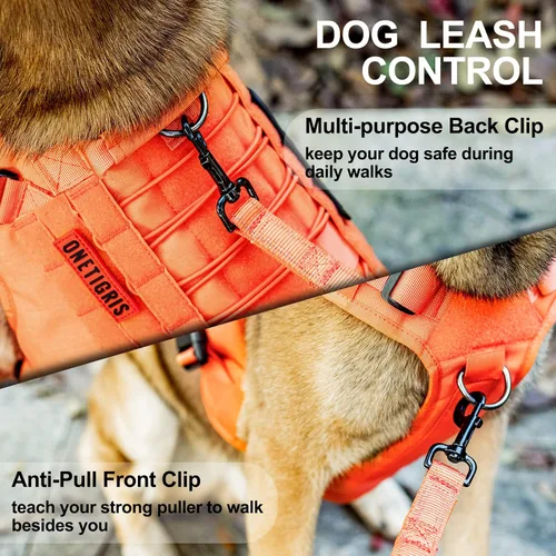 Miniatura 4 de OneTigris FIRE Watcher 2.0 Arnés Anti-tirones para Perro con Asa - Chaleco de Perro de Servicio Ajustable para Perros Grandes y Medianos (S, Naranja)