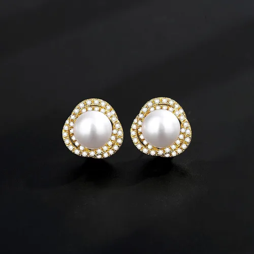 Miniatura 5 de Real Pearl Earrings for Women 925 Sterling Silver Pearl Stud Earrings Freshwater Cultured Pearl Studs with Cubic Zirconia for Girls Mother