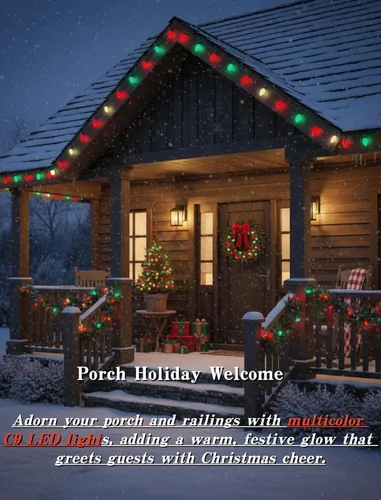Miniatura 9 de Luces LED de Navidad rojas, verdes y blancas, 25 pies, impermeables, C9, multicolor, luces de Navidad al aire libre con 26 bombillas inastillables