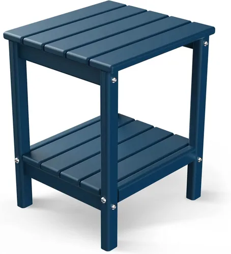 Miniatura 14 de GREENVINES Adirondack - Mesa lateral para exteriores 14 x 13 pulgadas Plástico HDPE Todo clima Aqua Mesas auxiliares exteriores Estante