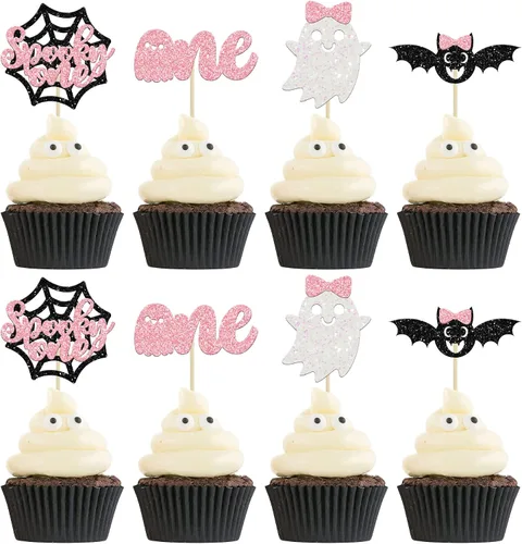 Miniatura 19 de Ephlyn 24 adornos negros para cupcakes con temática de Halloween, baby shower, niños, fiesta de cumpleaños, suministros de decoración de pasteles