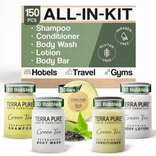 Miniatura 3 de Terra Pure Juego de jabones y artículos de tocador para hotel a granel Kit de amenidades 1-Shoppe Champú y acondicionador de 1 oz, gel de baño