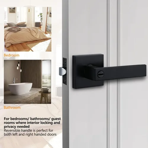 Miniatura 2 de NEWBANG Manija de palanca de puerta sólida con acabado negro mate