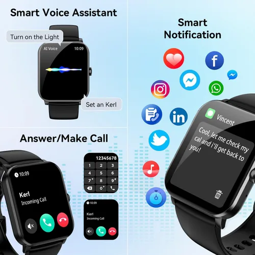 Miniatura 2 de Reloj inteligente, reloj inteligente de 1.85 pulgadas para hombres y mujeres (respuesta/hacer llamadas), frecuencia cardíaca, monitor de sueño