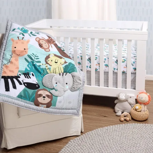 Miniatura 7 de El juego de ropa de cuna de 3 piezas de The Peanutshell para niños y niñas - Decoración de cama de guardería para recién nacidos, bebés y niños