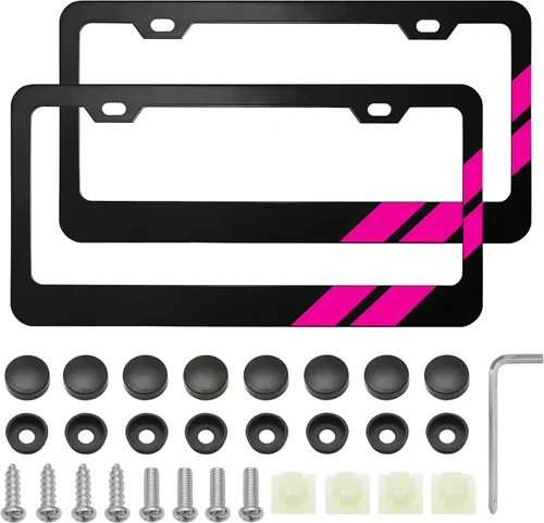 Miniatura 18 de YOSRTER 2 piezas de marco de matrícula de aluminio para accesorios Dodge, marco de cubierta de matrícula, cubierta de matrícula mate, decoración
