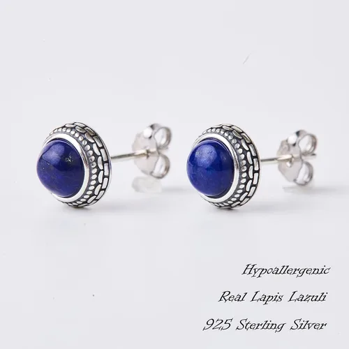 Miniatura 50 de Aretes de plata de ley con piedra natal de cristal real, joyería para mujer, moda occidental 925, envejecida, bohemia, hecha a mano, el mejor regalo