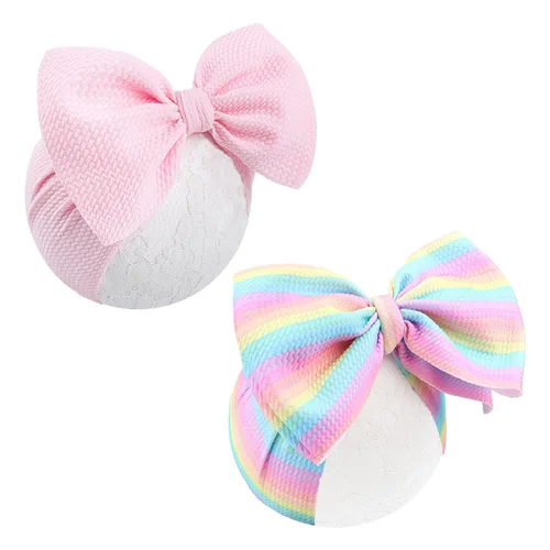 Miniatura 19 de Diademas de arco iris para el pelo para bebés, niñas, 2 unidades, recién nacidos, niños pequeños, accesorios para el cabello, lazo para la cabeza