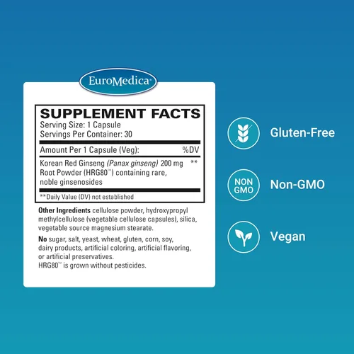Miniatura 2 de Euromedica Red Ginseng Energy - Suplemento para apoyar la energía saludable y la concentración - Suplemento de hierbas con polvo de raíz de ginseng