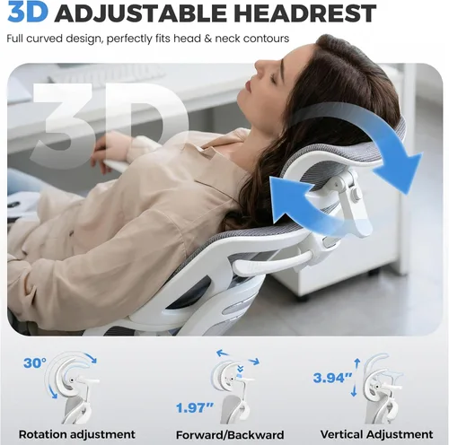 Miniatura 6 de Silla de oficina, silla de escritorio ergonómica de oficina con soporte lumbar, respaldo de malla transpirable y cojín de asiento grueso, sillas