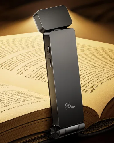 86lux Luz de Libro, Luz de Lectura LED Recargable con Clip para Uso en Cama y Noche - 3 Temperaturas de Color con Atenuación Continua, Diseño de