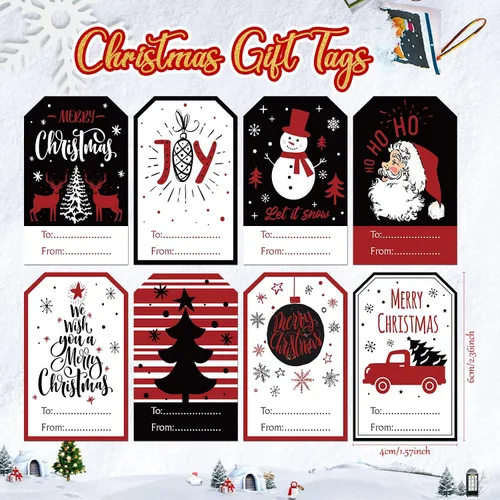 Miniatura 3 de 720 piezas de etiquetas autoadhesivas para regalos de Navidad, etiquetas de nombre kraft de Navidad, pegatinas navideñas de kraft natural, etiquetas