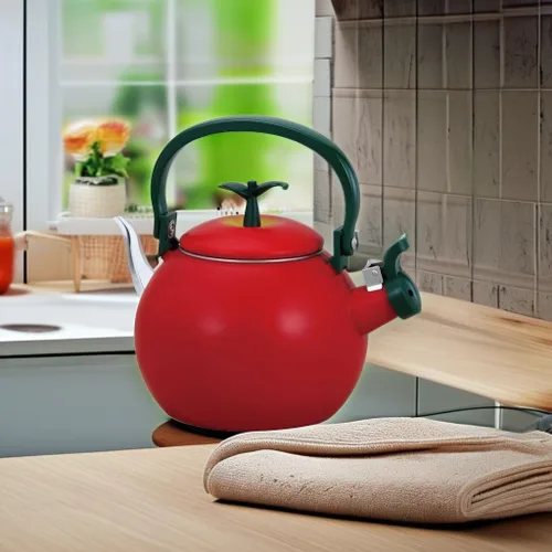 Miniatura 5 de UP ware - Hervidor de té silbante esmaltado en acero, tetera para estufa (1.6 cuartos de galón, manzana)