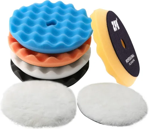 Almohadillas de pulido y almohadillas de pulido, ZFE 6 piezas de 5 "(125 mm) almohadillas de pulido de espuma de gofre, almohadillas de pulido de