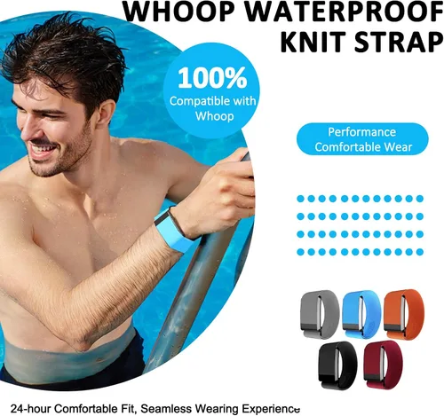 Miniatura 4 de HydroKnit - Muñequera de repuesto, cómoda e impermeable, para monitor de frecuencia cardíaca Whoop 4.0 Naranja