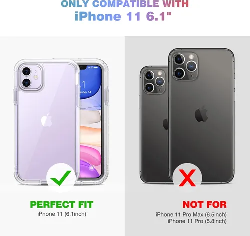 Miniatura 7 de Diaclara - Funda compatible con iPhone 11, carcasa resistente de cuerpo completo con protector de pantalla integrado sensible al tacto y Transparente